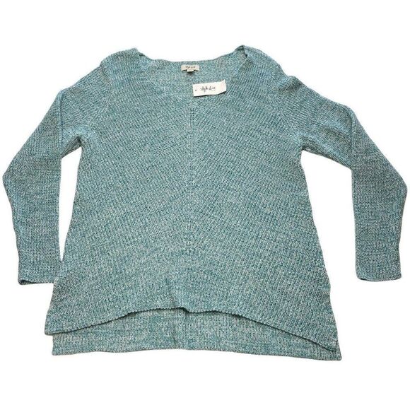 Style & Co Plus Size Sweater Top Women's 2X Green White V-Neck Oversized Relaxed - Picture 3 of 8